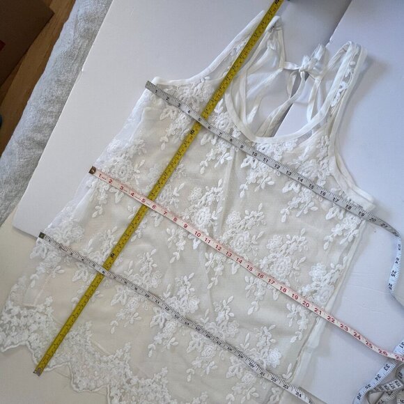 Anthropologie x Eloise Lierre‎ Cream Embroidered White Lace Mini Slip Dress Sz L - Picture 14 of 14